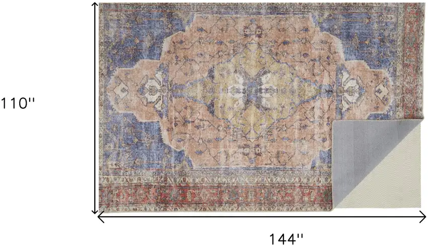Red Tan And Blue Abstract Area Rug Photo 10