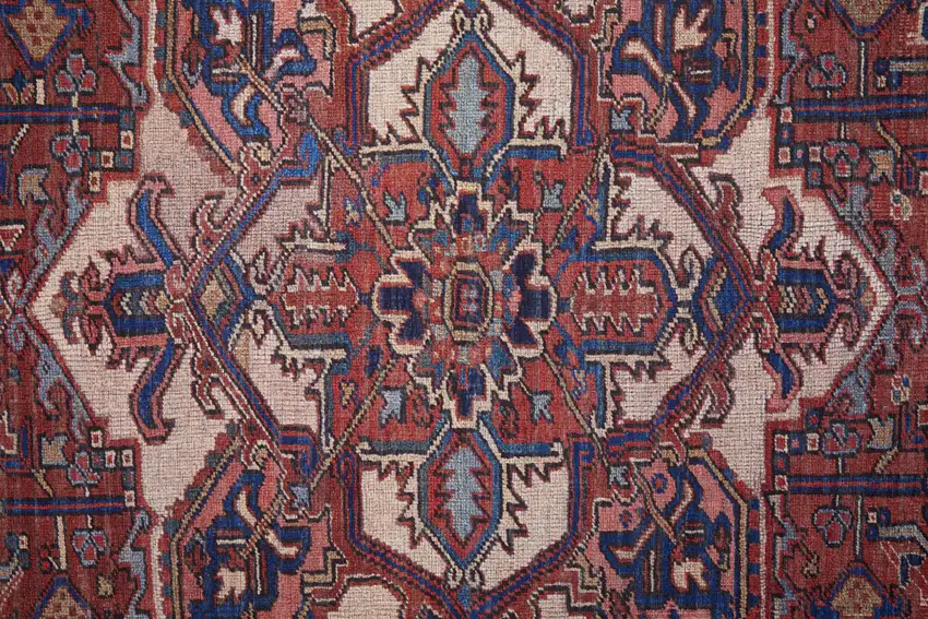 Red Tan And Blue Floral Power Loom Area Rug Photo 5