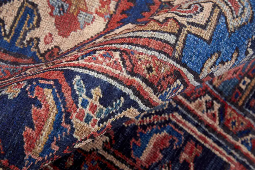 Red Tan And Blue Floral Power Loom Area Rug Photo 8