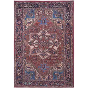 Photo of Red Tan And Blue Floral Power Loom Area Rug