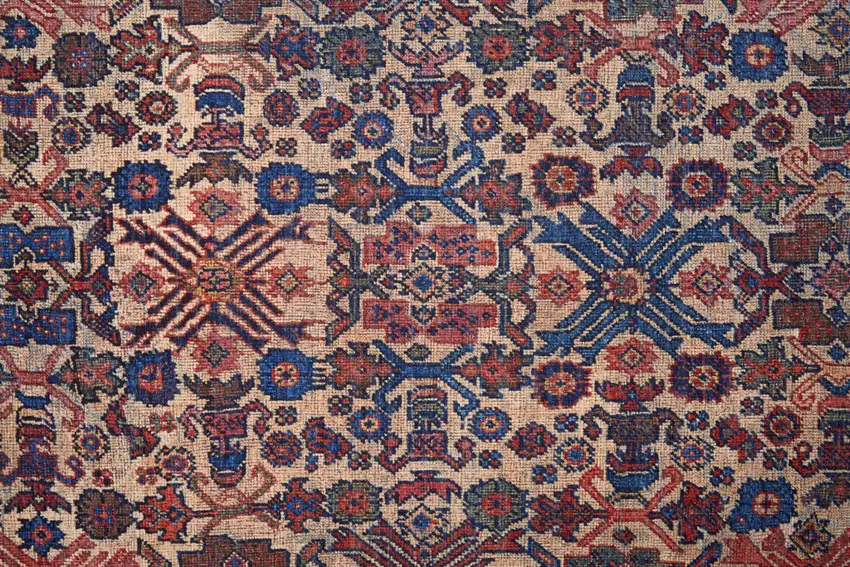 Red Tan And Blue Floral Power Loom Area Rug Photo 3