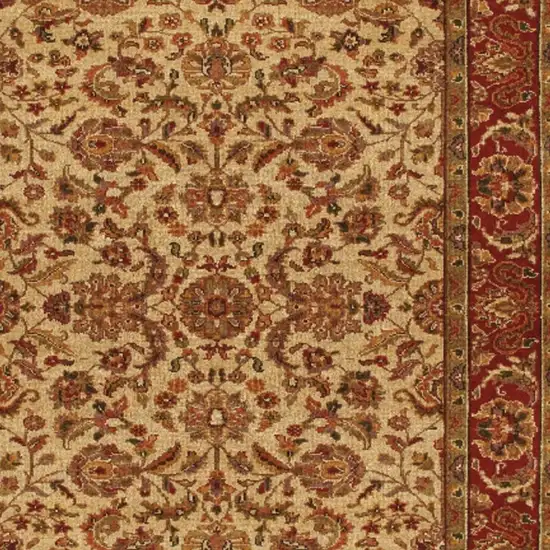 Red Tan And Brown Wool Oriental Hand Knotted Area Rug With Fringe Photo 3