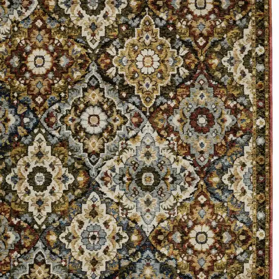 Red Tan And Ivory Medallion Area Rug Photo 5