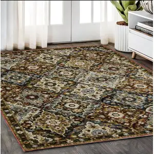 Photo of Red Tan And Ivory Medallion Area Rug