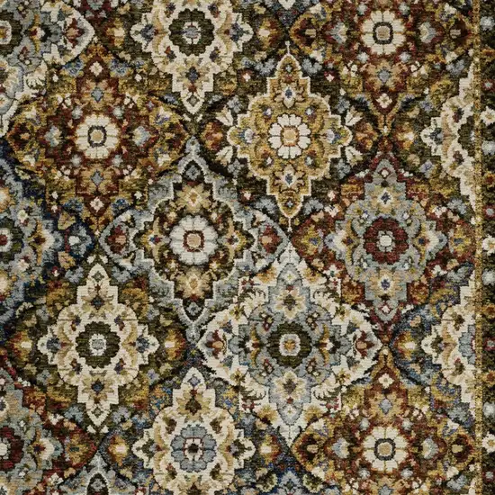 Red Tan And Ivory Medallion Area Rug Photo 5