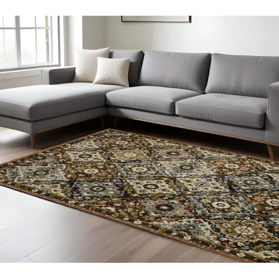 Red Tan And Ivory Medallion Area Rug Photo 1