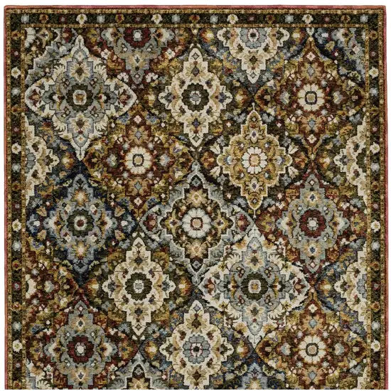 Red Tan And Ivory Medallion Area Rug Photo 4