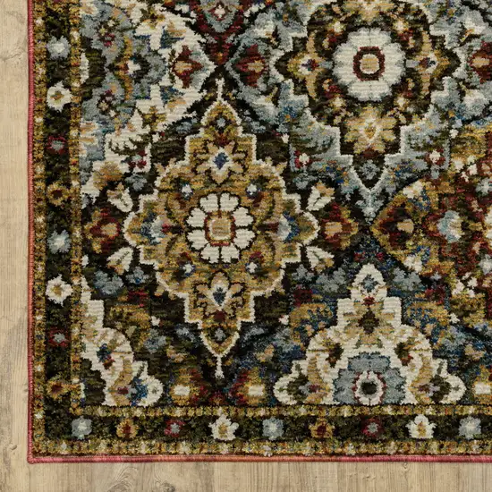 Red Tan And Ivory Medallion Area Rug Photo 7