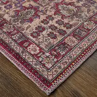 Photo of Red Tan And Pink Floral Power Loom Area Rug