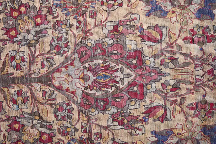 Red Tan And Pink Floral Power Loom Area Rug Photo 3
