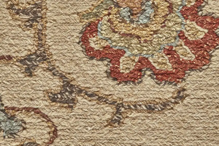 Red Tan and Gold Wool Oriental Hand Knotted Area Rug Photo 5