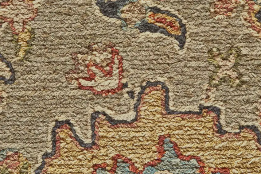 Red Taupe and Gold Wool Oriental Hand Knotted Area Rug Photo 6