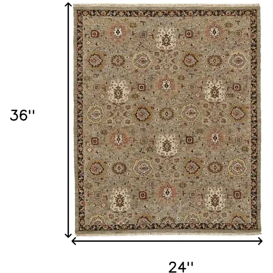 Red Taupe and Gold Wool Oriental Hand Knotted Area Rug Photo 3