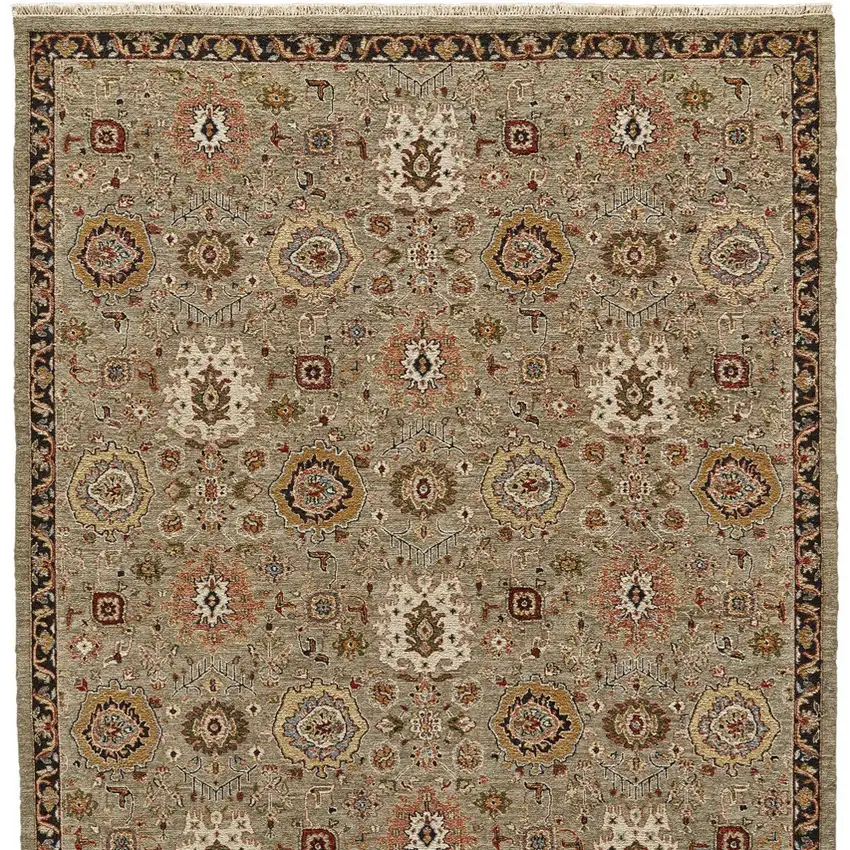 Red Taupe and Gold Wool Oriental Hand Knotted Area Rug Photo 5