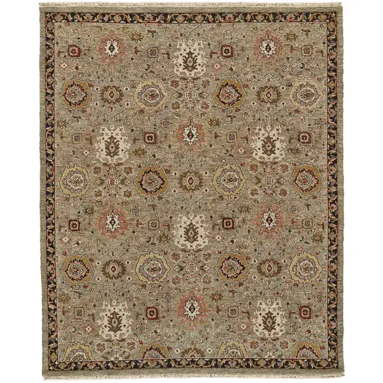 Red Taupe and Gold Wool Oriental Hand Knotted Area Rug Photo 4