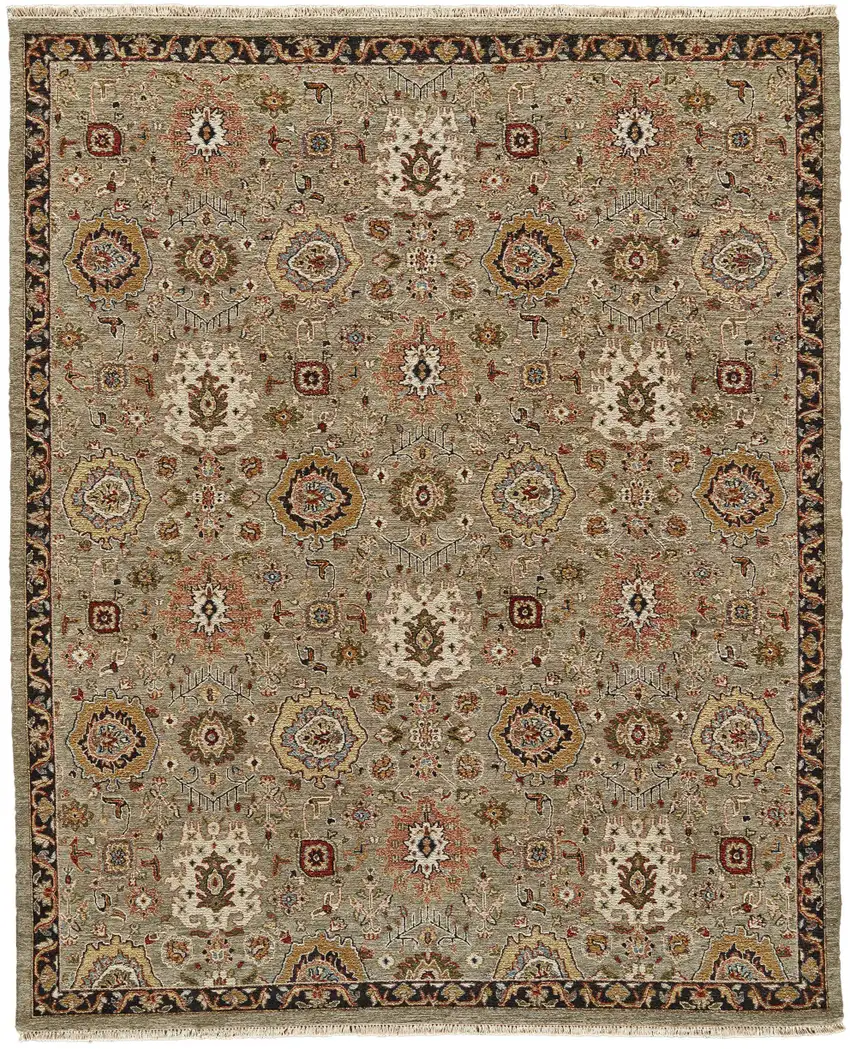 Red Taupe and Gold Wool Oriental Hand Knotted Area Rug Photo 4