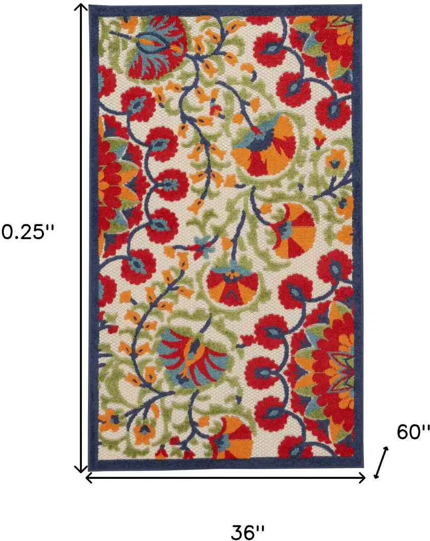 Red Toile Non Skid Indoor Outdoor Area Rug Photo 5