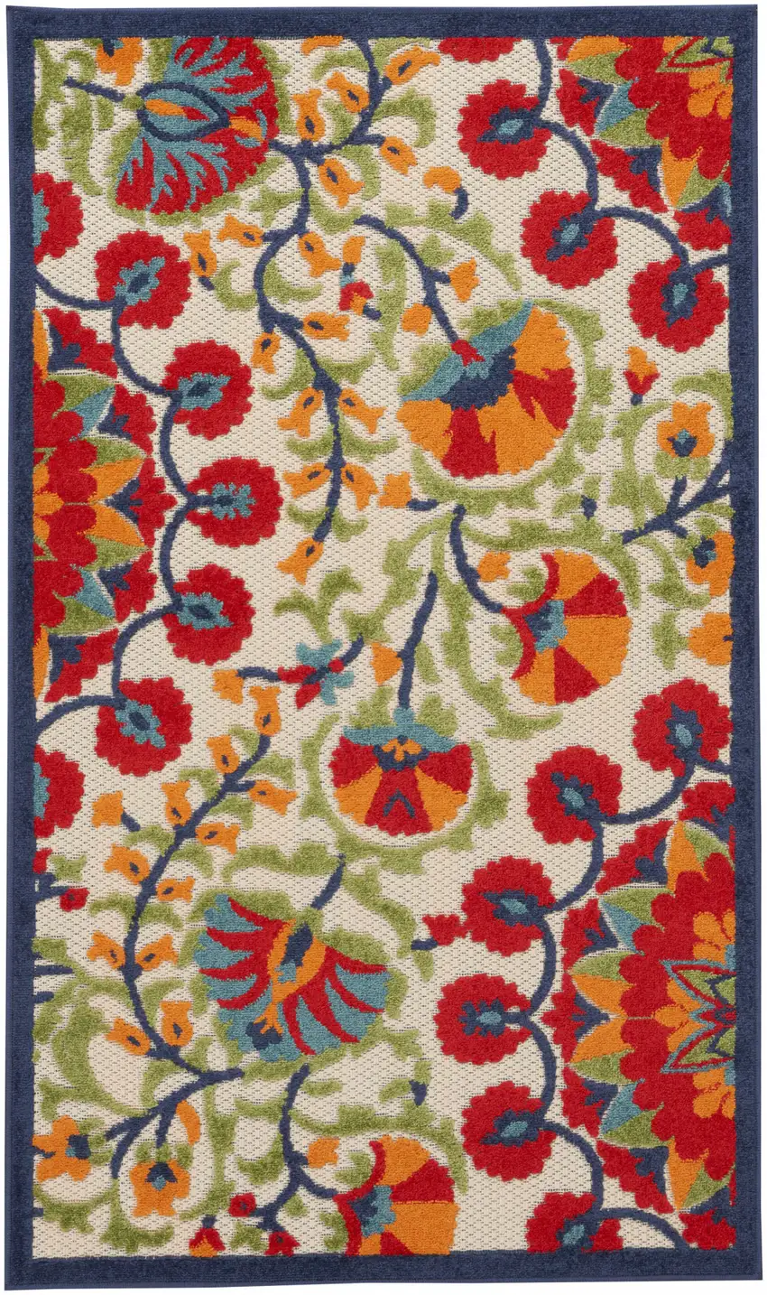 Red Toile Non Skid Indoor Outdoor Area Rug Photo 1