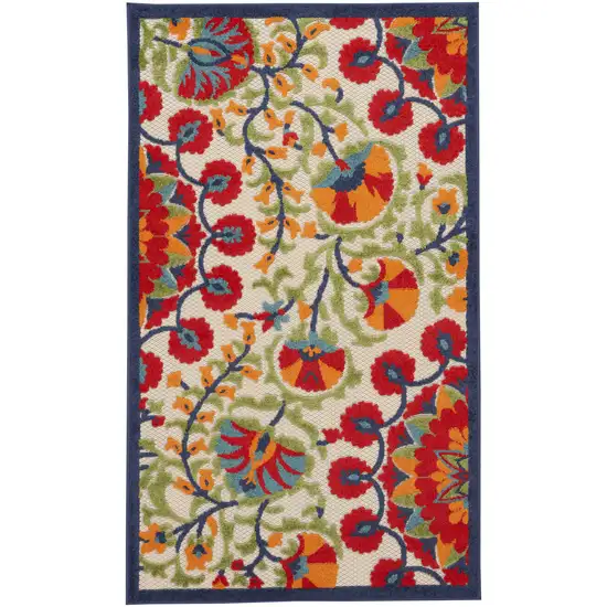 Red And Ivory Indoor Outdoor Area Rug Photo 1
