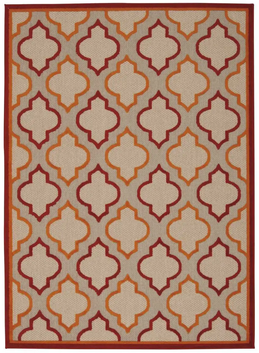 Red Trellis Indoor Outdoor Area Rug Photo 1