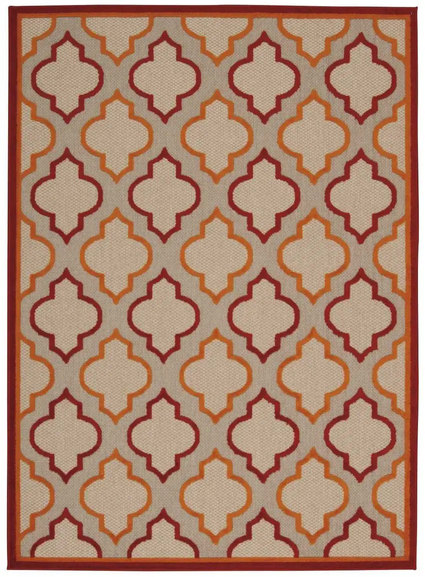 Red Trellis Indoor Outdoor Area Rug Photo 6