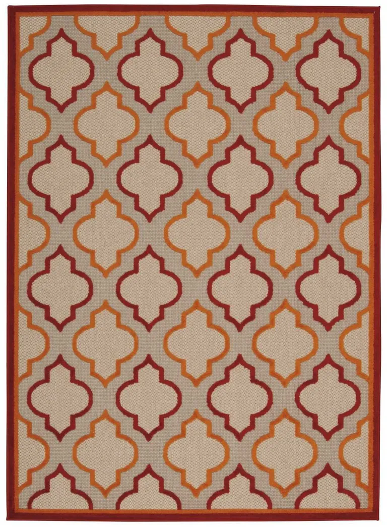 Red Trellis Indoor Outdoor Area Rug Photo 3