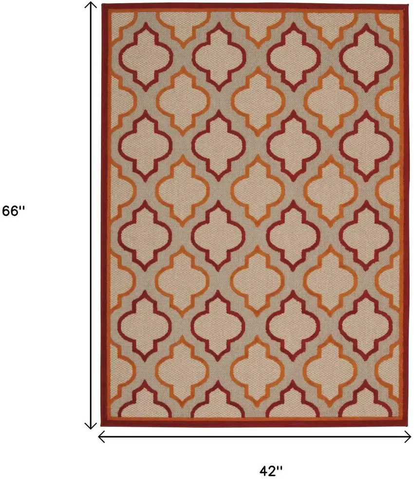 Red And Ivory Indoor Outdoor Area Rug Photo 8