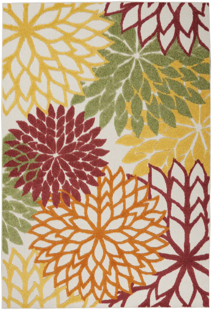 Red Multi Colored Floral Indoor Outdoor Area Rug Photo 6