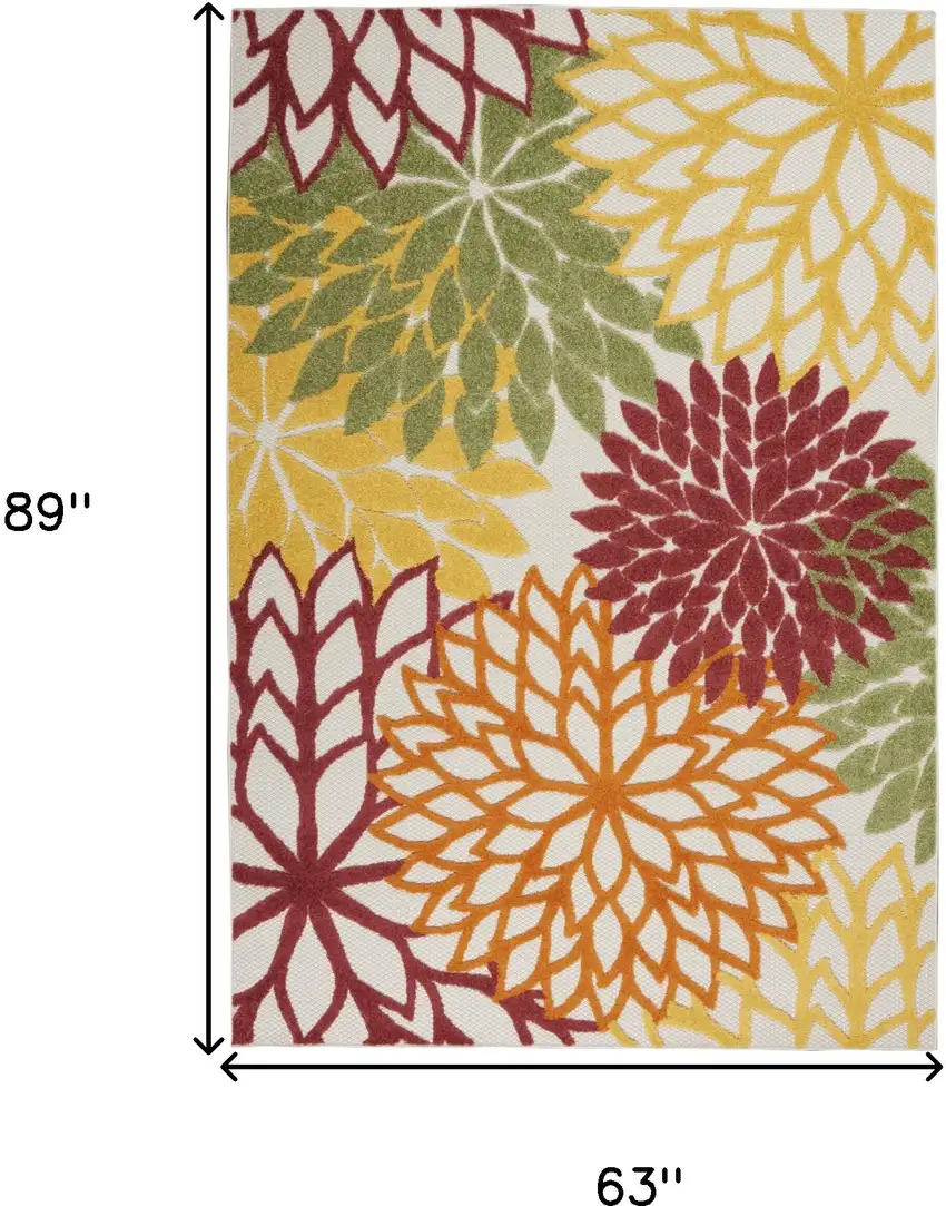 Red Multi Colored Floral Indoor Outdoor Area Rug Photo 9