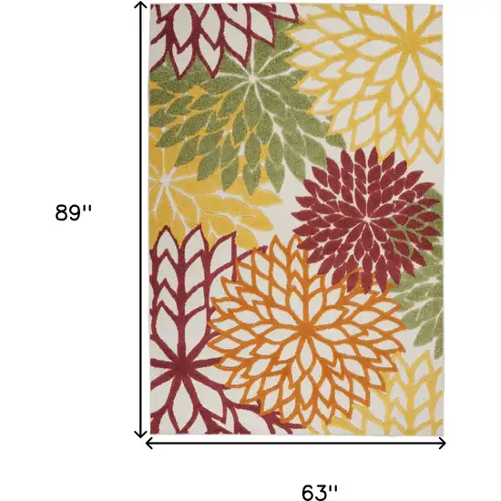 Red Multi Colored Floral Indoor Outdoor Area Rug Photo 9