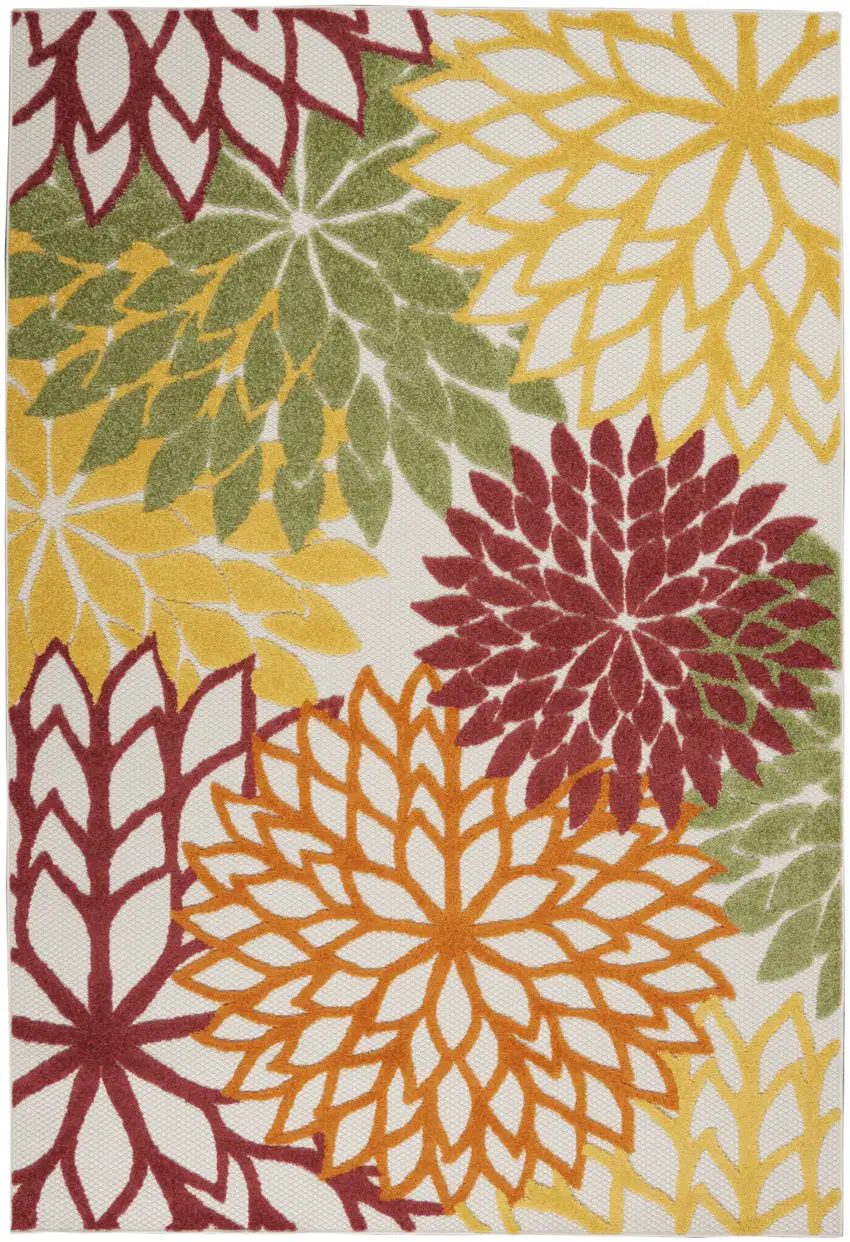 Red Multi Colored Floral Indoor Outdoor Area Rug Photo 1