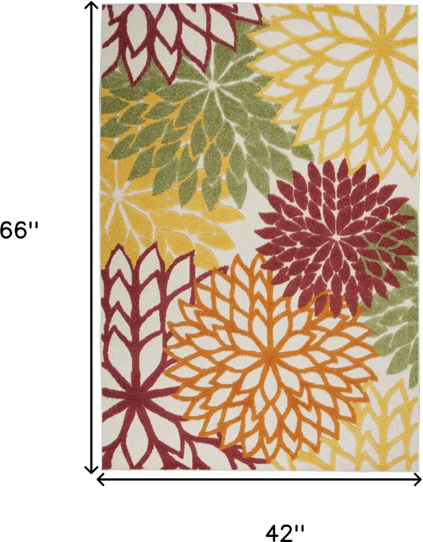 Green And Ivory Floral Indoor Outdoor Area Rug Photo 9