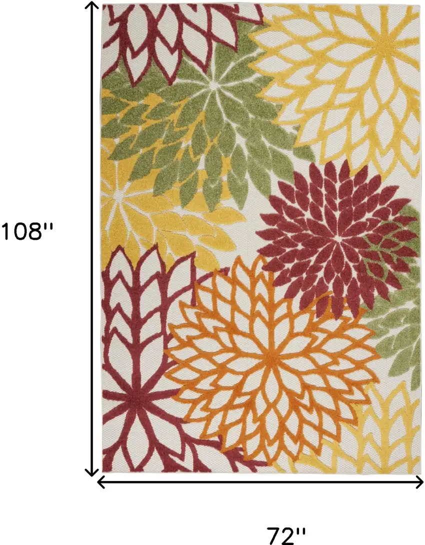 Green And Ivory Floral Indoor Outdoor Area Rug Photo 9