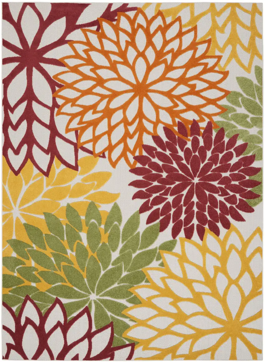 Red Multi Colored Floral Indoor Outdoor Area Rug Photo 7