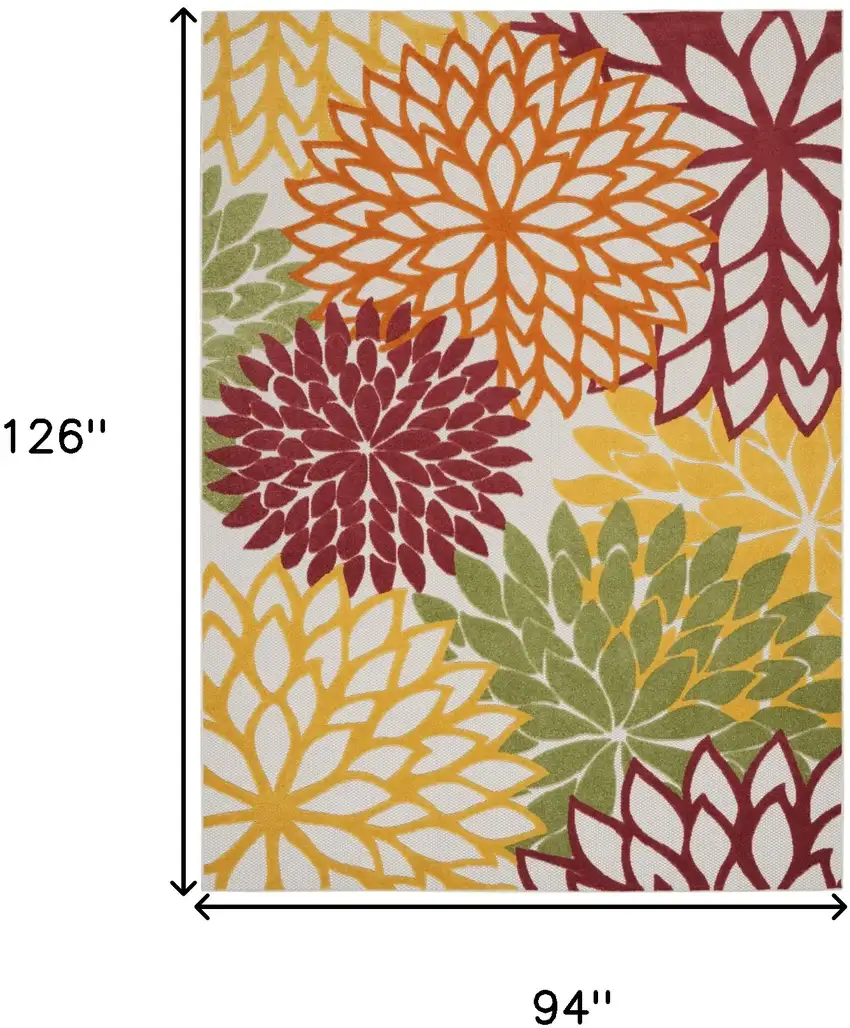 Red Multi Colored Floral Indoor Outdoor Area Rug Photo 9