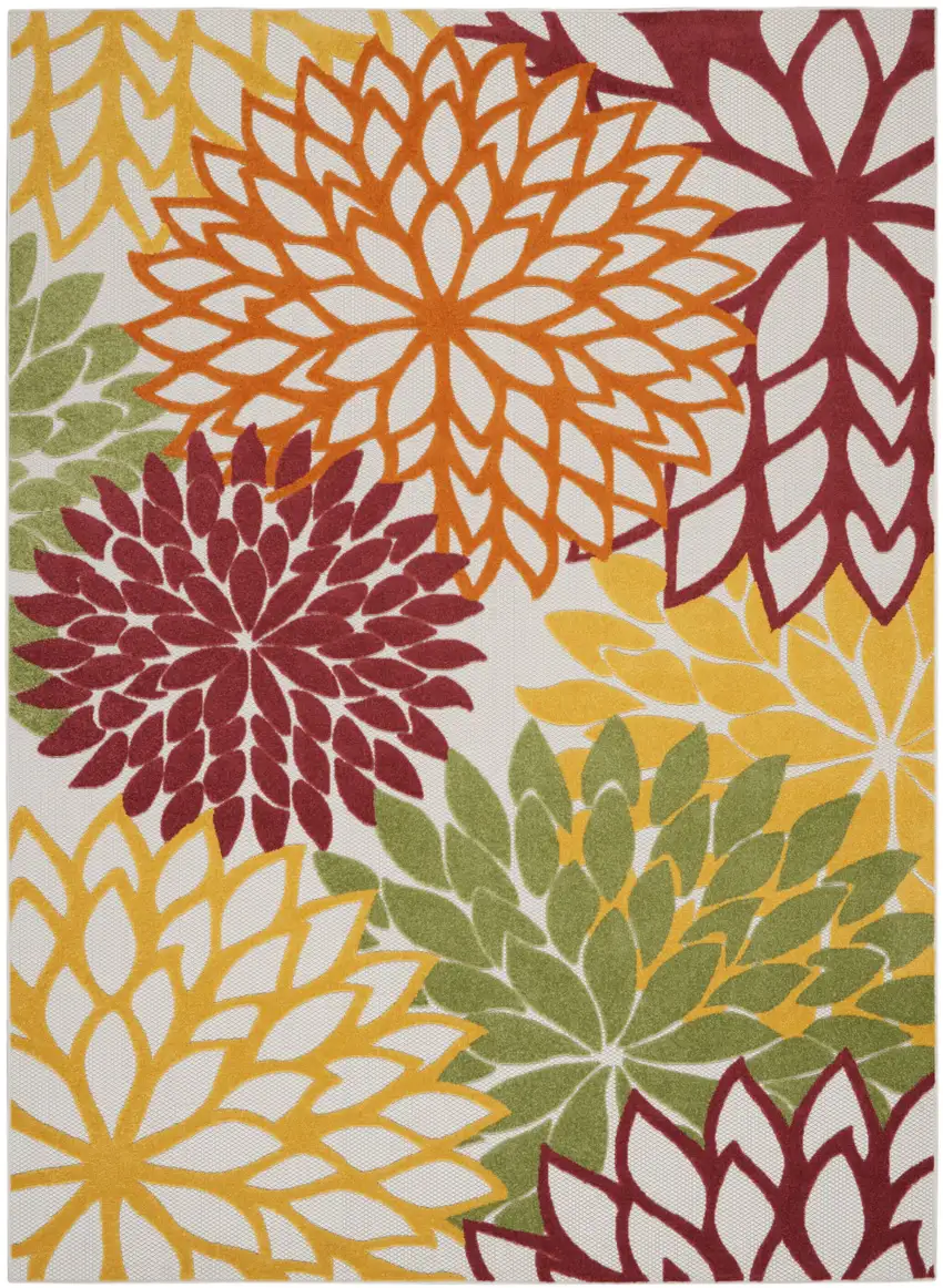 Red Multi Colored Floral Indoor Outdoor Area Rug Photo 1