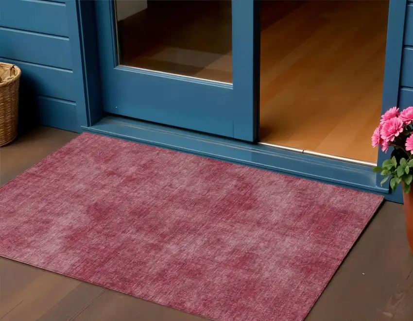 Red Washable Indoor Outdoor Area Rug Photo 1