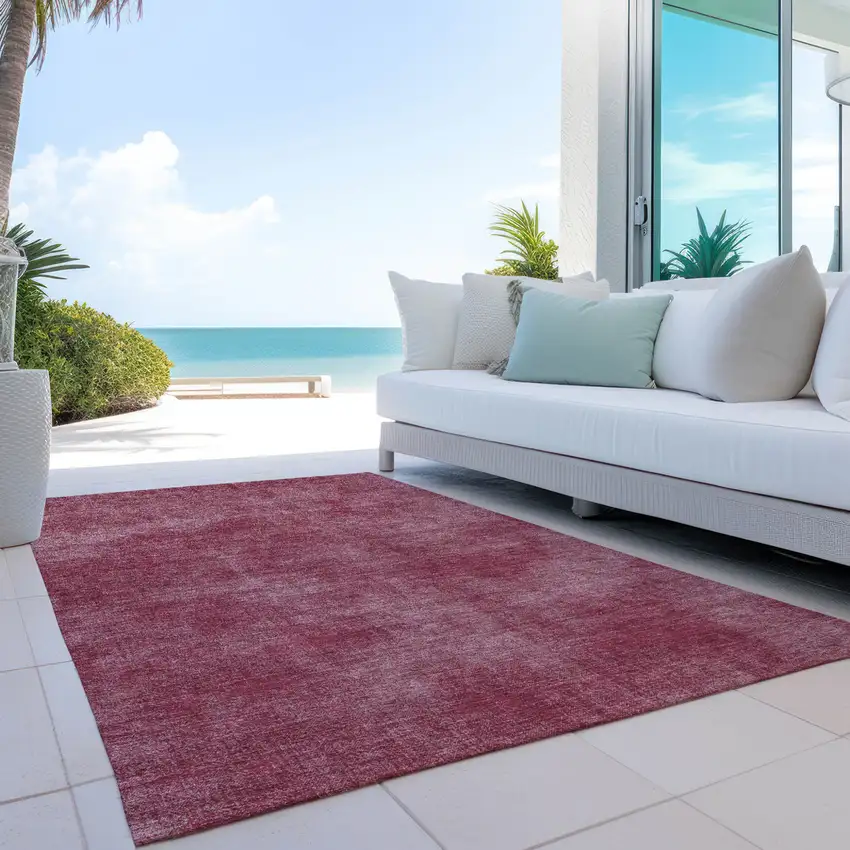 Red Washable Indoor Outdoor Area Rug Photo 9