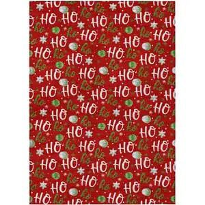 Photo of Red White And Green Polka Dot Washable Indoor Outdoor Area Rug