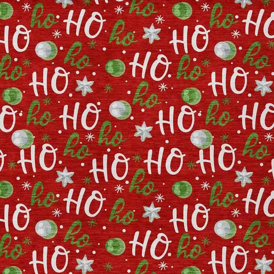 Red White And Green Polka Dot Washable Indoor Outdoor Area Rug Photo 3