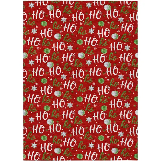 Red White And Green Polka Dot Washable Indoor Outdoor Area Rug Photo 8