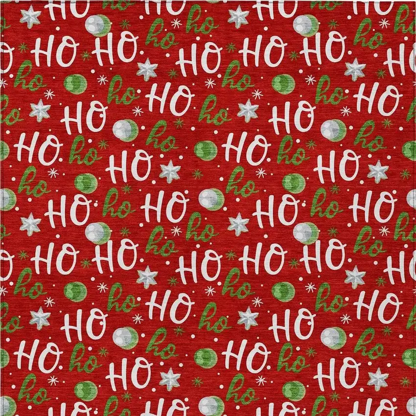 Red White And Green Polka Dot Washable Indoor Outdoor Area Rug Photo 3