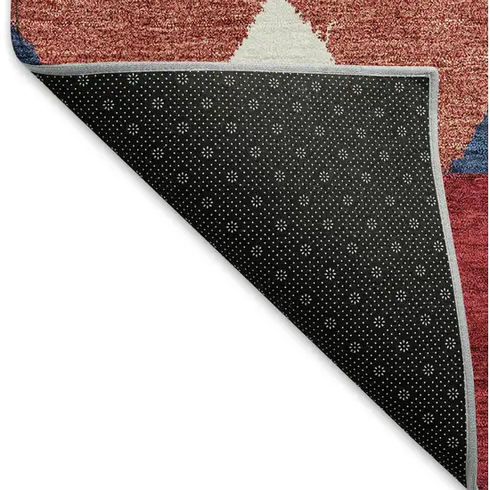 Red White And Navy Blue Southwestern Washable Area Rug With UV Protection Photo 5
