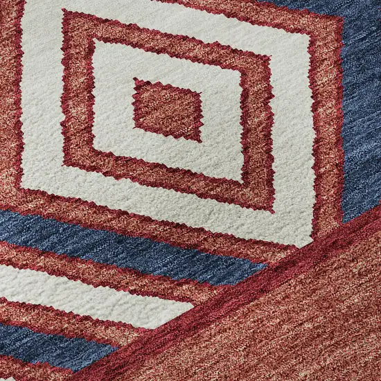 Red White And Navy Blue Southwestern Washable Area Rug With UV Protection Photo 7
