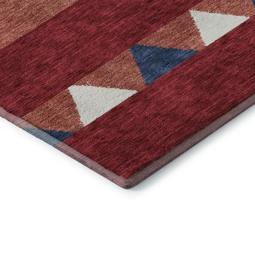 Red White And Navy Blue Southwestern Washable Area Rug With UV Protection Photo 6