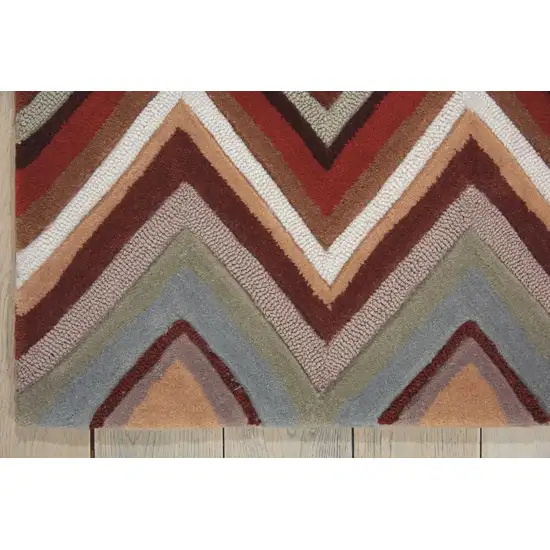 Red White and Brown Chevron Area Rug Photo 7
