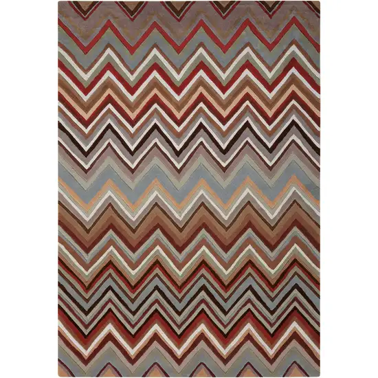 Red White and Brown Chevron Area Rug Photo 6