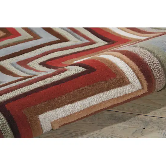Red White and Brown Chevron Area Rug Photo 9