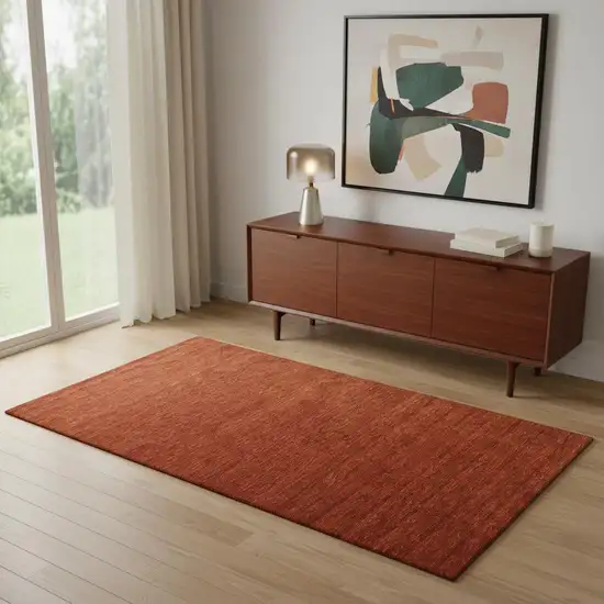 Red Wool Hand Woven Area Rug Photo 1