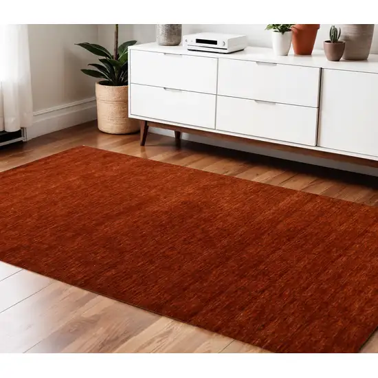 Red Wool Hand Woven Area Rug Photo 1